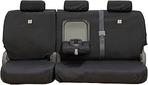 Covercraft Carhartt Super Dux SeatSaver Custom Seat Covers — Fits 2011-2018 Ram 1500, 2019-2024 Ram 1500 Classic, 2011-2024 Ram 2500/3500/4500 — 2nd Row 40/60 Bench Seat, Super Dux Black