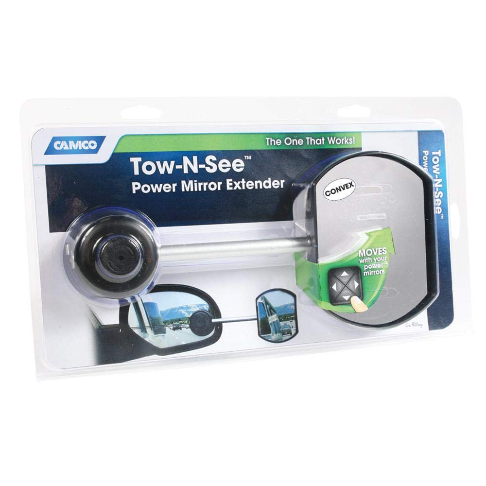 CAMCO 25668 Camco Tow-N-See Mirror | Features Quick and Simple Installation & Attaches to Existing Side Mirror | Perfect to Add to RV Accessories, Truck Accessories, Car Accessories & More | Convex Style (25668)