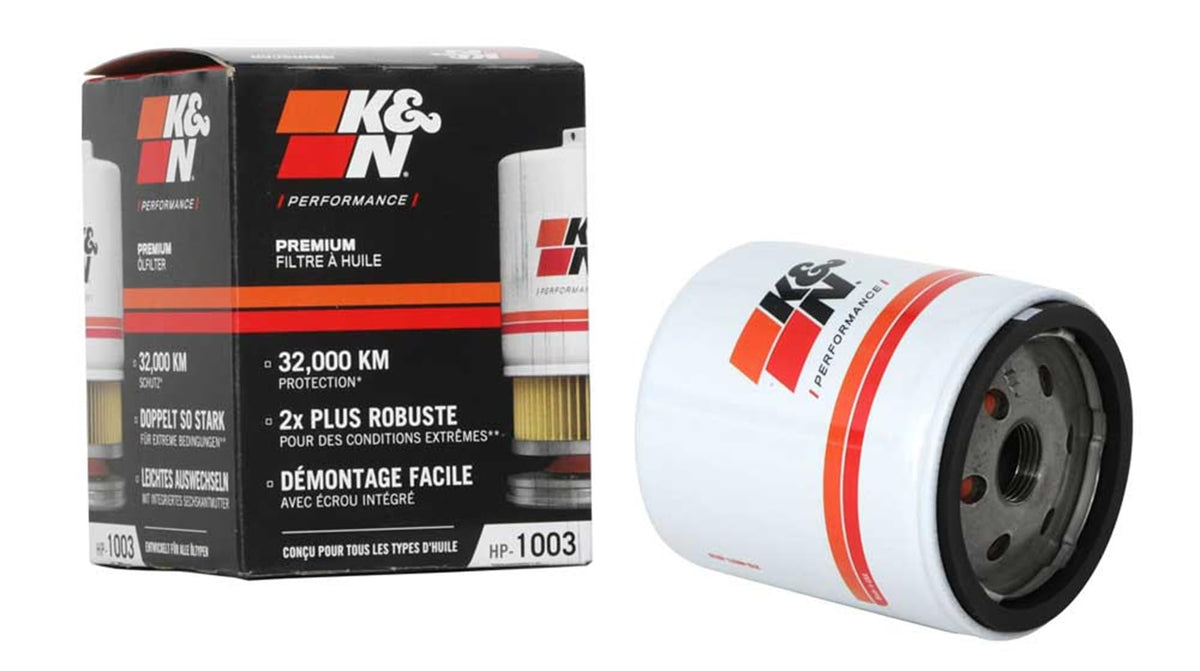 K&N FILTER HP-1003 K&N Oil Filter: 20,000 Mile Engine Protection with Wrench Off Nut, HP-1003