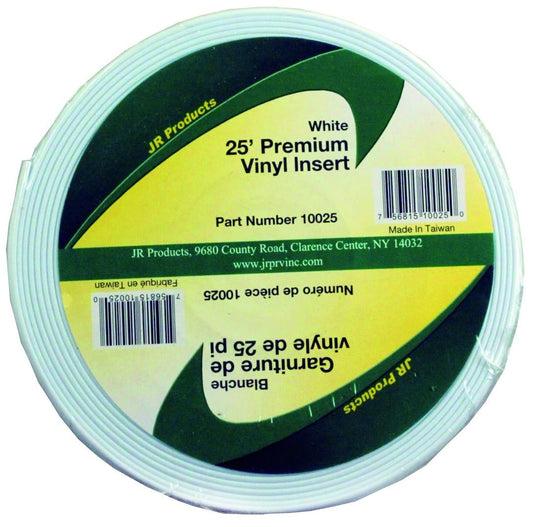 JR PRODUCTS 10025 JR Products 10025 Premium Vinyl Insert - White, 1" x 25'