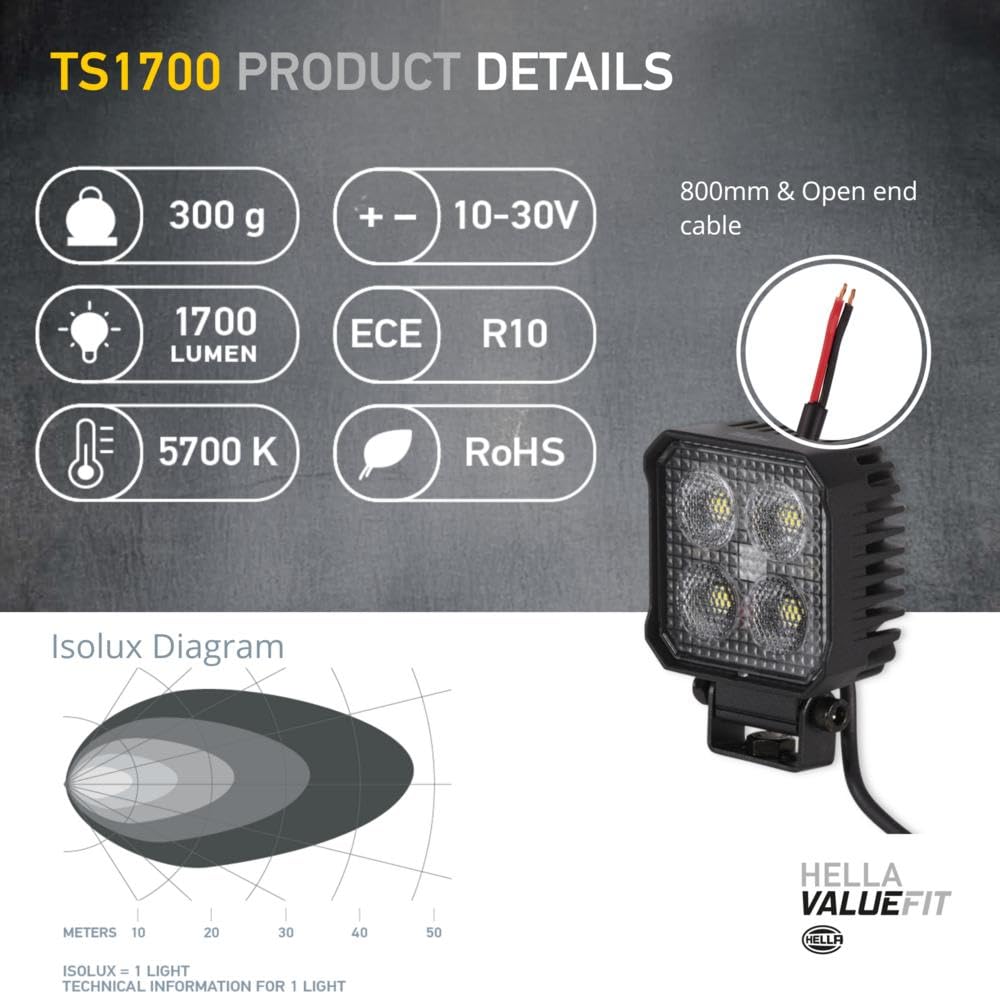 Hella 357110002 Worklight Valuefit Ts1700 Led Mv Cr Lt, Multi