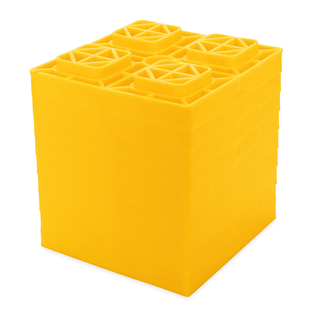 CAMCO 44505 Camco Heavy Duty Leveling Blocks | Ideal for Leveling Single Wheels, Double Wheels, Hydraulic Jacks, Tongue Jacks, and More | Yellow | 10-Pack (44505)
