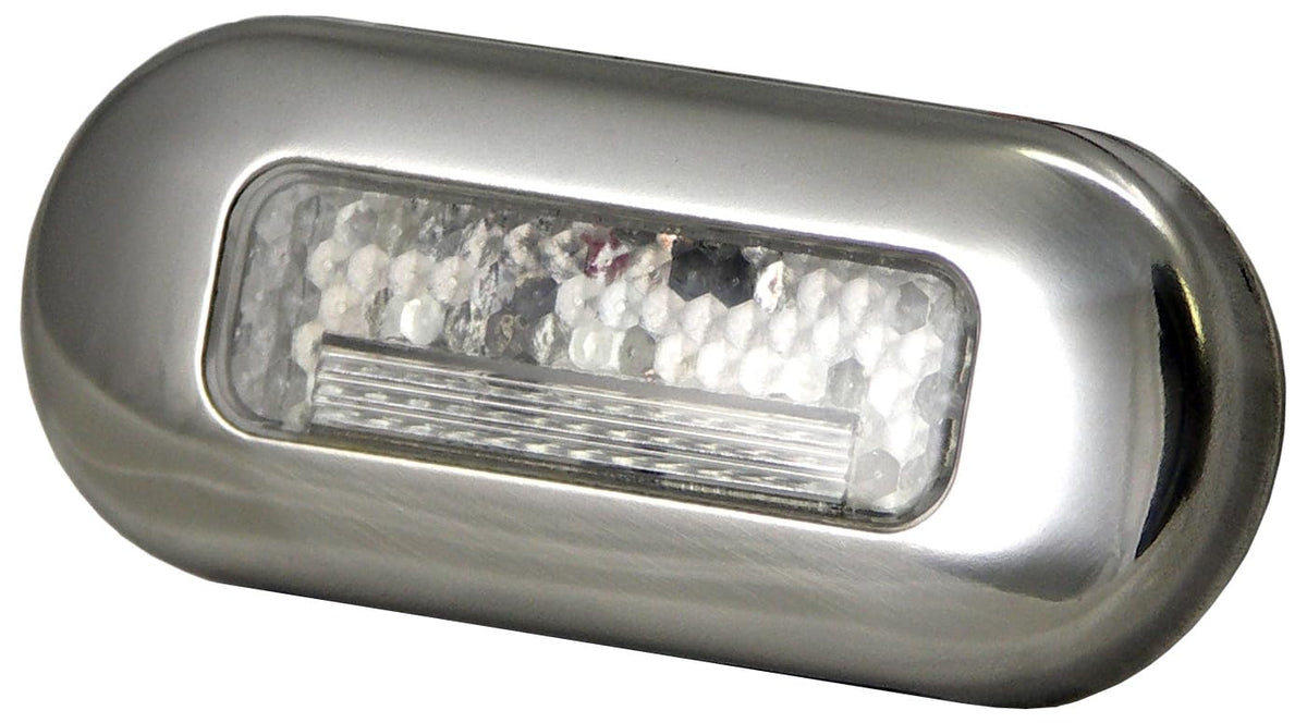 T-H MARINE LED-51824-DP T-H Marine LED Oblong Courtesy Light - 12V Polished 316 Stainless Steel Bezel - Hidden Fasteners Surface Mount - Downward Lens Reduces Glare - Epoxy Sealed - 3 x 1.25 in - Red