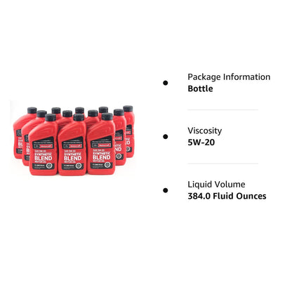 Motorcraft XO5W20Q1SP SAE 5w20 Synthetic Blend Motor Oil- 12 Quart