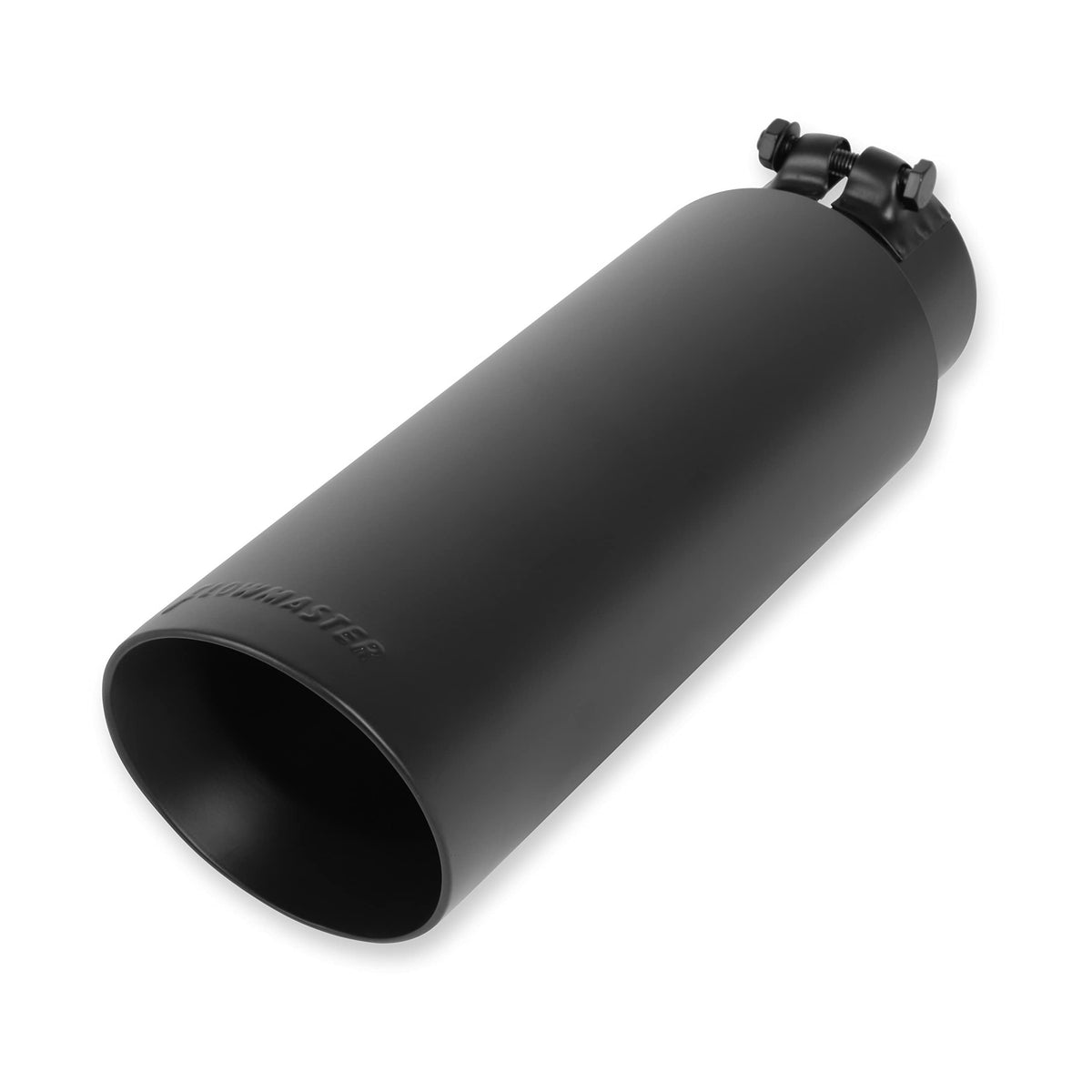 FLOWMASTER 15398B Flowmaster 15398B Exhaust Tip 4 Inch Angle Cut Black Ceramic Coated 304 Stainless Steel Fits 3 Inch Tubing 13 Inch Long - Clamp On