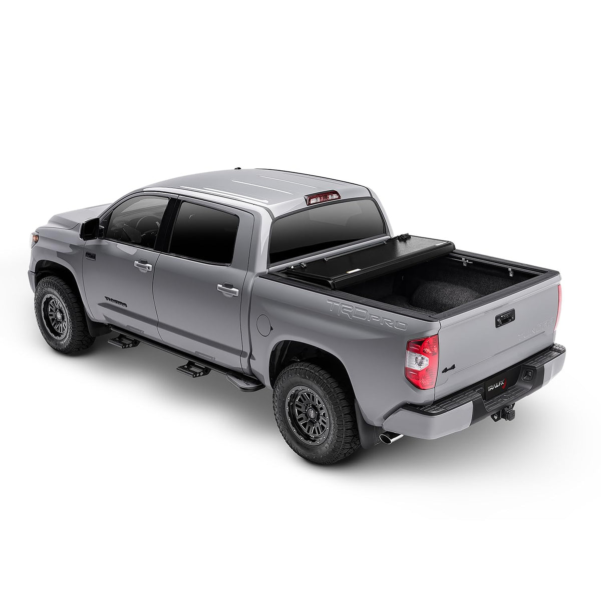 TRAILFX TFX8015 TrailFX TFX8015 HF3 Hard Tri-Fold Truck Bed Tonneau Cover Fits 2024-2025 Toyota Tundra 5.5 Foot Bed Gloss Black Aluminum Low Profile Lockable 3-Panel Folding Design