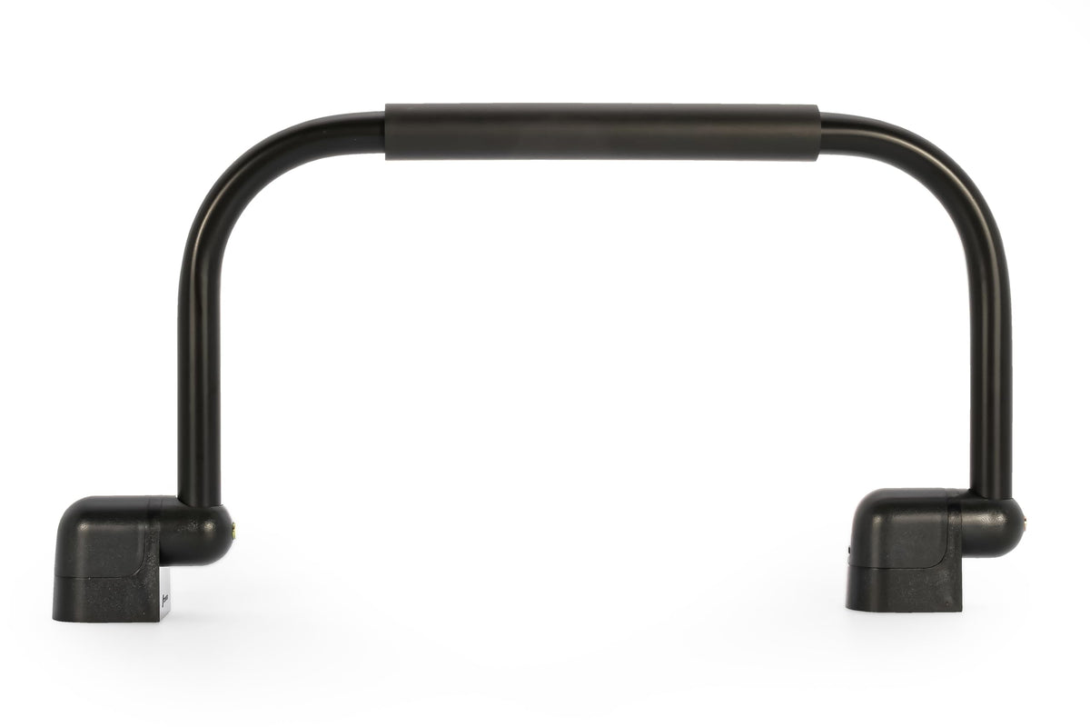 CAMCO 42197 Camco Fold-Away RV Grab Handle - Provides Secure Hold for Entering & Exiting - Measures 18-in, for Smaller RVs & Trailers - Easily Installs Beside RV Door, Hardware Included - Black (42197)