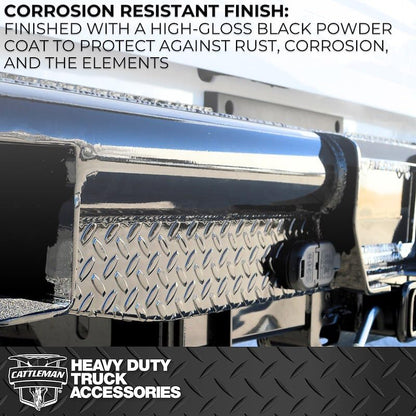 CATTLEMAN 4200S Cattleman HD 4200S Rear Pipe Bumper Fits Ram 3500 2011-2018 Gloss Black Powder-Coated Steel 1-Piece Bolt-On 4 Inch Schedule 40 Pipe Diamond Plate For Dual Rear Wheels