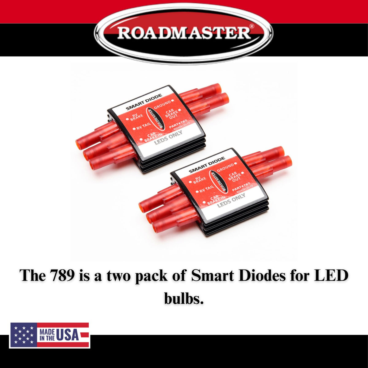 ROADMASTER 789 Roadmaster 789 Set of 2 Smart Diode fits RV to Flat Towed Vehicle Connections with Variable Voltage and LED Lighting | Easy Installation | Aluminum Heat Sink | Epoxy Case