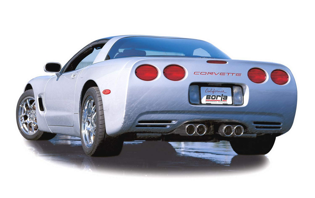 BORLA 140038 BORLA 140038 Cat-Back Perf. Exhaust System for 1997-2004 Chevrolet Corvette (C5) V8 & Z06 (C5) V8 T-304 Stainless Steel S-Type Classic Dual Center Rear Exit Dual 4" Rnd. Polished T-304 Tips Each Side