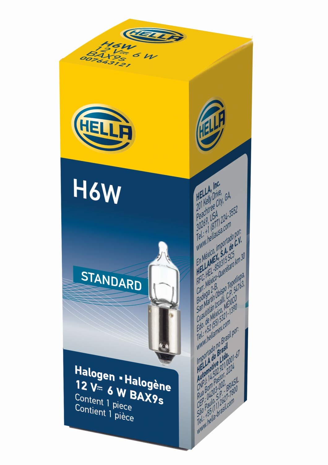 Hella H6W Bulb 12V 6W Bax9S T2.75