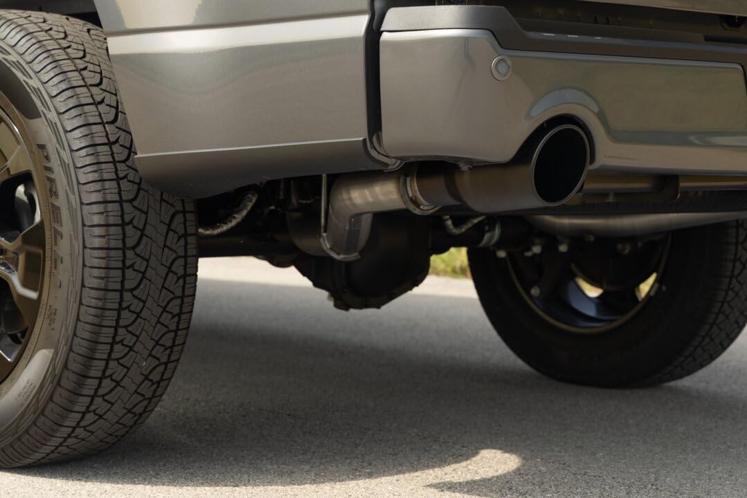 FLOWMASTER 818168 Flowmaster 818168 Outlaw Series Cat-Back Exhaust 3 Inch In Dual 2.5 Out 409 Stainless Steel 4.5 Inch Black Tips Compatible with 2021-2025 Ford F-150 2.7 3.5 5.0L PowerBoost and non-hybrid Factory Dual