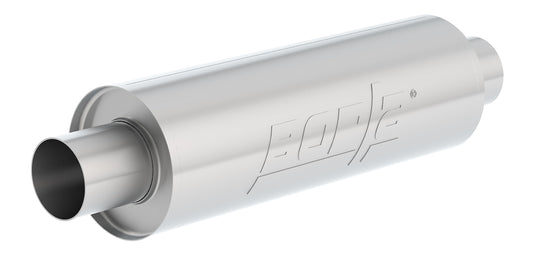 BORLA 401392 BORLA 401392 XR-1 Sportsman Universal Performance Muffler 2.5" Center / 2.5" Center Outlet 5" Round x 15" Long Body 20" Overall Length Un-Notched Necks Reversible DesignT-304 Stainless Steel