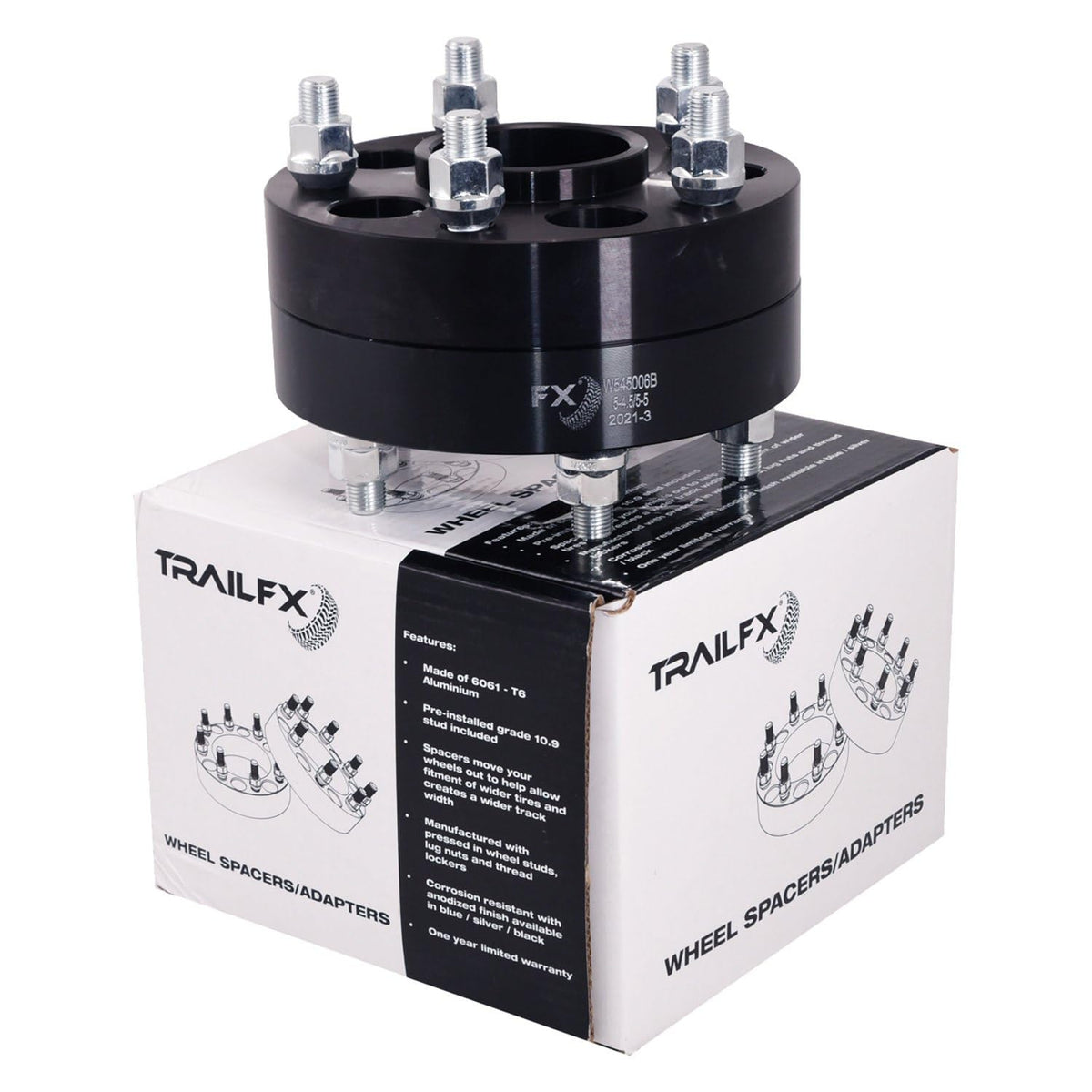 TRAILFX W545006B Trailfx W545006B HUB CENT WHL ADP BLK 5X4.5-5X5