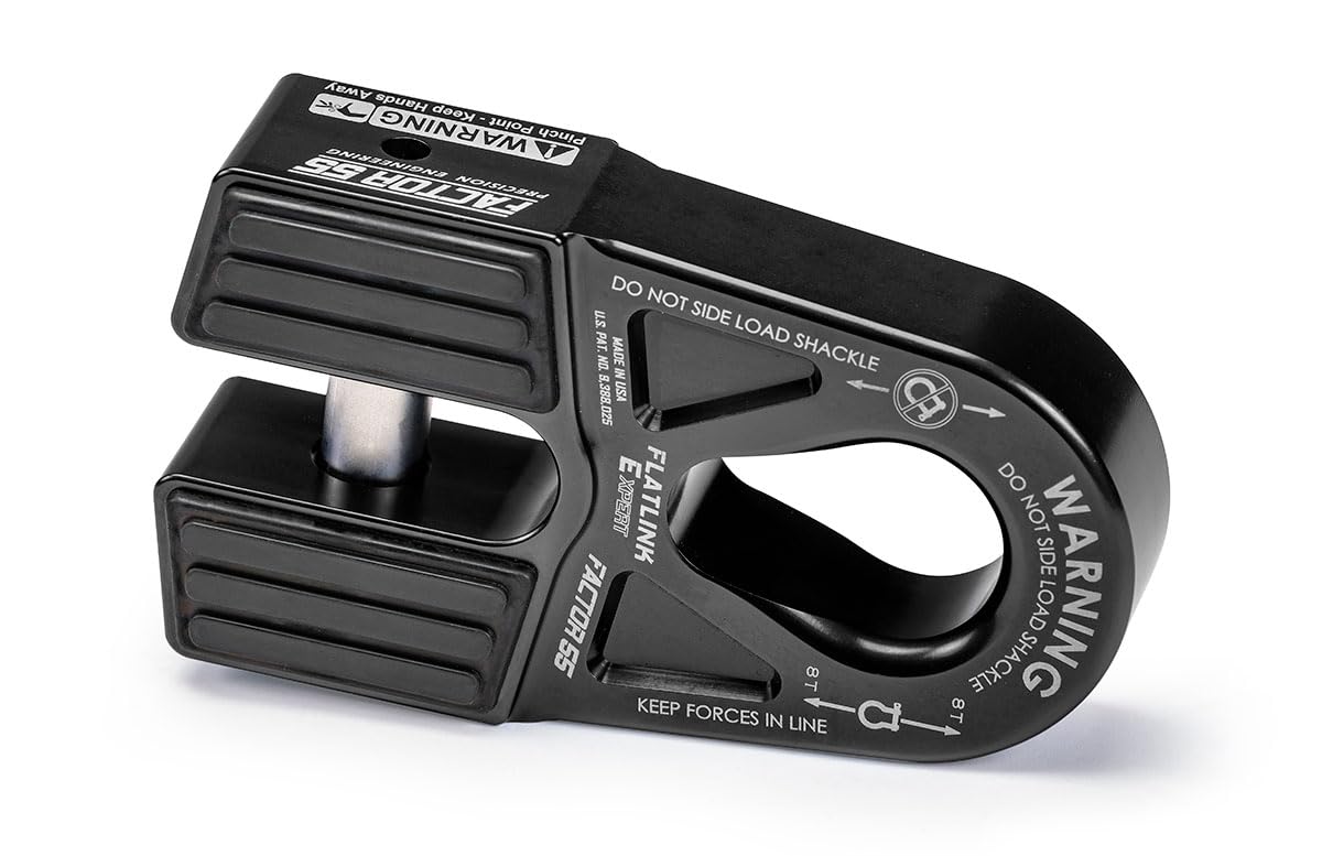 FACTOR 55 00080-04 Factor 55 00080-04 Flatlink E (Expert) Replaces Conventional Winch Hook with a Stronger Shackle/D Ring Mount Maximum Load 16,000 lb Ultimate Failure Greater Than 40,000 lb – Black