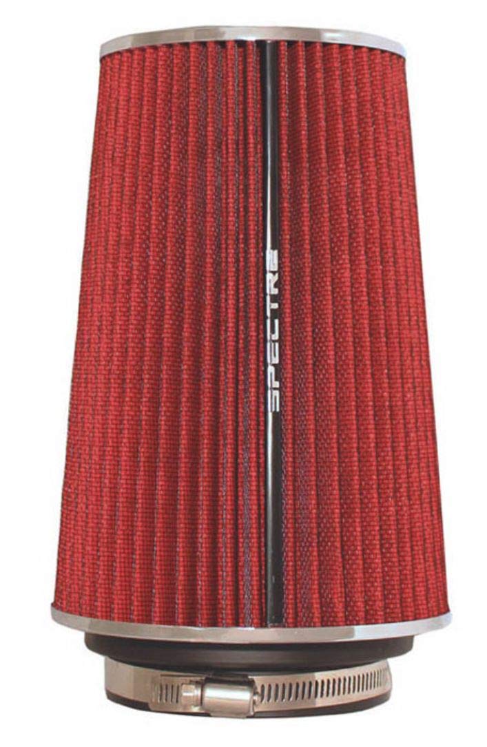 SPECTRE 9732 Spectre Performance SPE-9732 Universal Clamp-On Air Filter: Round Tapered; 3 in/3.5 in/4 in (102 mm/89 mm/76 mm) Flange ID; 8.75 in (222 mm) Height; 6 in (152 mm) Base; 4.75 in (121 mm) Top,Red