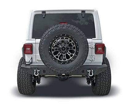 TRAILFX JL06T Rear Bumper Fits Jeep Wrangler JL 2018–2025 One-Piece Textured Black Steel Bumper, Direct-Fit, 2 Inch Receiver, D-Ring Mounts & D-Rings, License Plate Bracket TrailFX JL06T