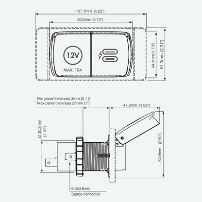 SCANSTRUT SC-MULTI-F1 Scanstrut SC-Multi-F1 Flip Pro Multi - Dual USB-C with 12V Power Socket