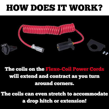 ROADMASTER 146-7 Roadmaster 146-7 Flexo-Coil Power Cords Compatible with Motorhomes with 6-7 Way Sockets | Provides Reliable Electrical Connection Between Motorhome & Towed Vehicle | Durable Coil Design