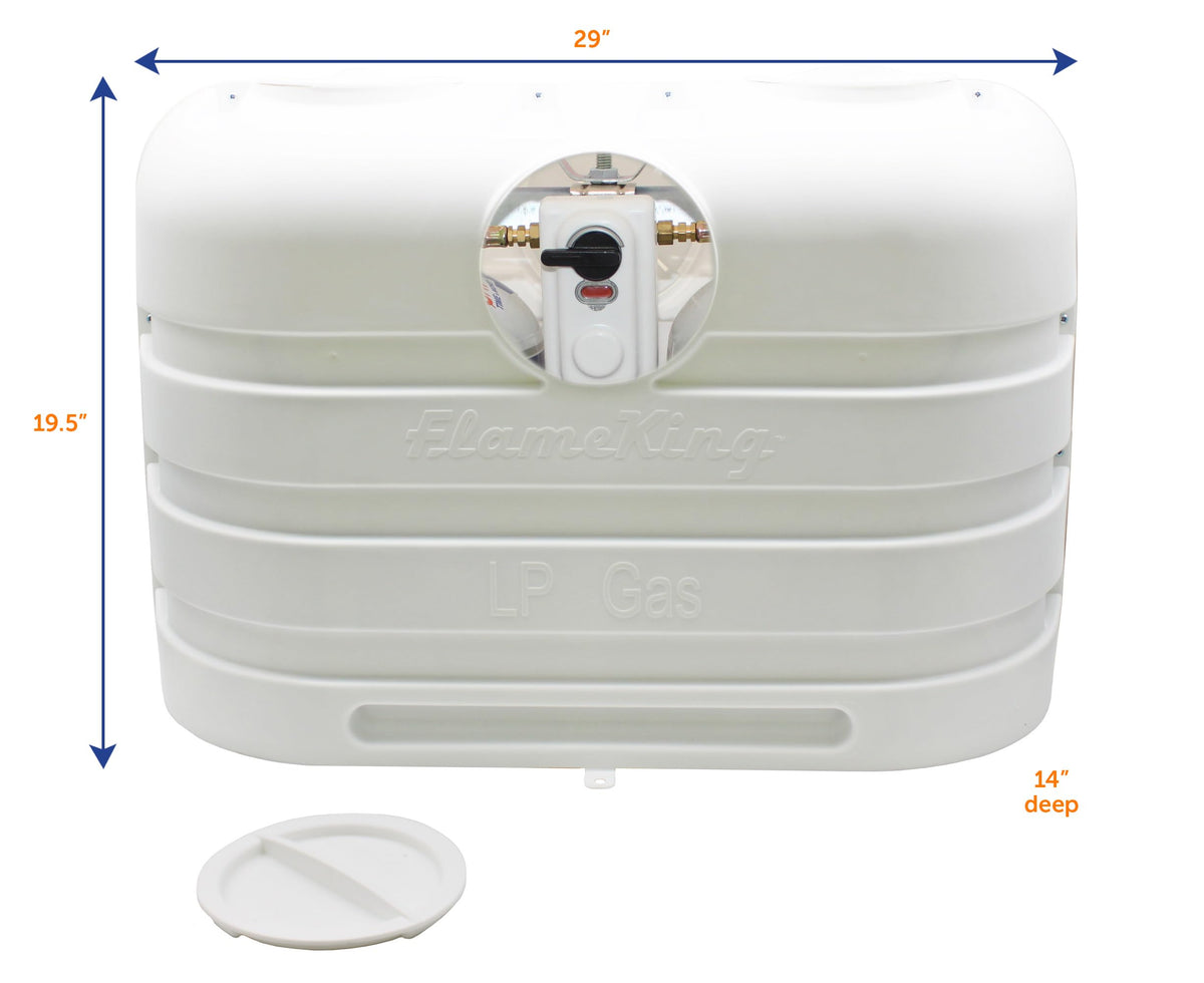 FLAME KING YSN-PCC-RV20-WHT Flame King Dual 20LB LP Propane Tank Light Plastic Heavy Duty Cover for RV, Travel Trailer, Camper - White