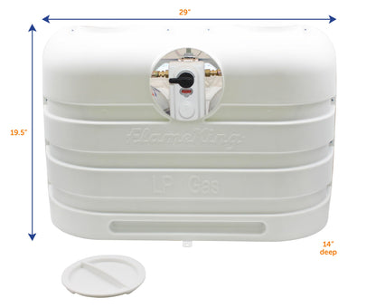 FLAME KING YSN-PCC-RV20-WHT Flame King Dual 20LB LP Propane Tank Light Plastic Heavy Duty Cover for RV, Travel Trailer, Camper - White