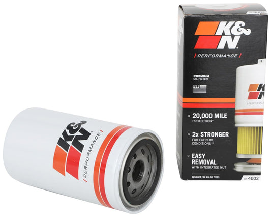K&N FILTER HP-4003 K&N Oil Filter: 20,000 Mile Engine Protection with Wrench Off Nut, HP-4003