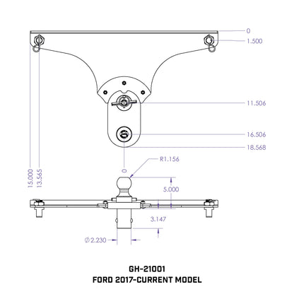 GEN-Y HITCH GH-21001 GEN-Y Hitch GH-21001 GoosePuck 5" Offset Ball-Puck Mount for Ford 2017 to Current 25K Towing (with STD Ball Assy and 101177)