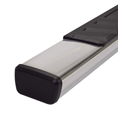 TRAILFX A4014S TrailFX Nerf Bars for Dodge Ram 1500 Quad Cab 2002-2008 Polished Stainless Steel 4 Inch Trapezoid Straight Side Steps with Step Pads Plastic End Caps Frame and Rocker Mount Running Board Pair