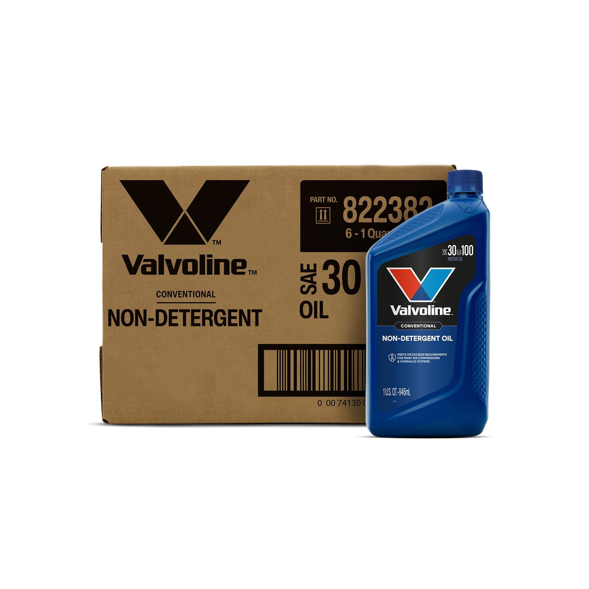 VALVOLINE 822382 Valvoline Daily Protection Non-Detergent SAE 30 Conventional Motor Oil 1 QT, Case of 6