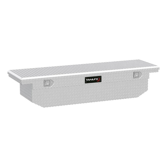 TRAILFX 120701 TrailFX Tool Box Crossover Low Profile Single Lid With Struts Diamond Tread Bright Polished 16 Gauge Aluminum 8.4 Cubic Foot Capacity With Plastic Tray TrailFX 120701