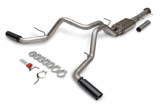FLOWMASTER 717987 Flowmaster 717987 FlowFX Cat-Back Exhaust Kit 3.5 to Dual 3 Inch Stainless 4 Inch Black Tips Compatible with 2011-2019 Chevy Silverado GMC Sierra 2500/3500HD Crew Cab 6.5 Foot Bed 6.0L 2/4WD