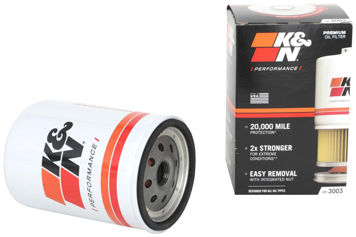 K&N FILTER HP-3003 K&N Oil Filter: 20,000 Mile Engine Protection with Wrench Off Nut, HP-3003
