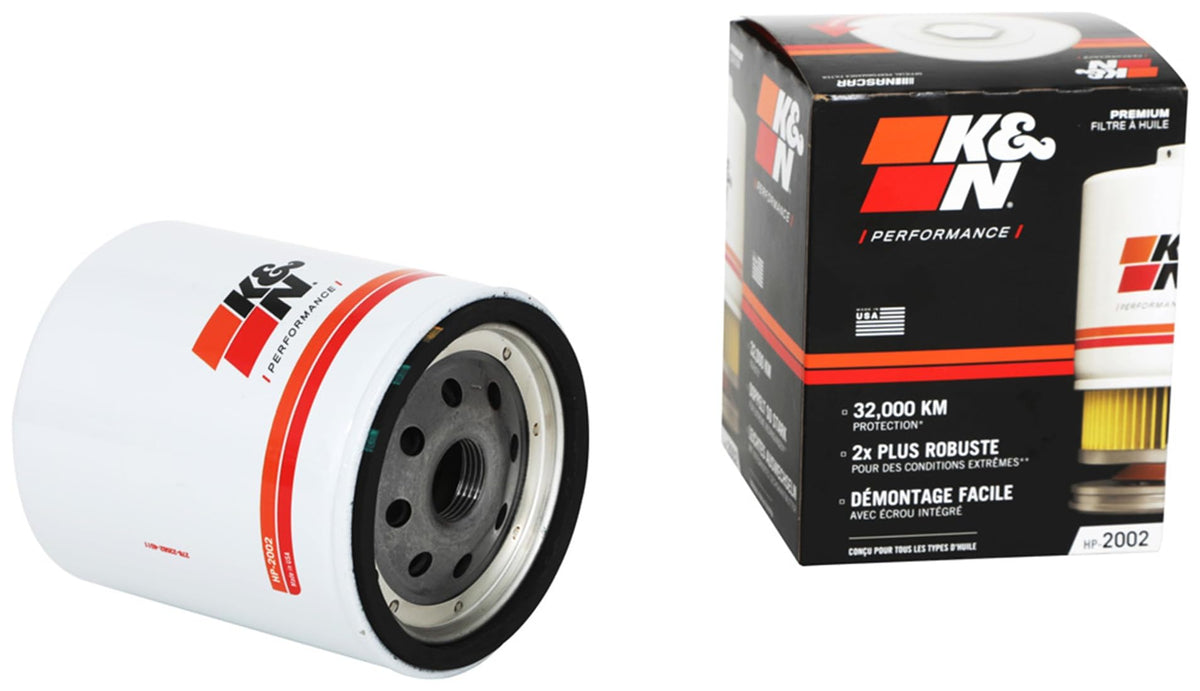 K&N FILTER HP-2002 K&N Oil Filter: 20,000 Mile Engine Protection with Wrench Off Nut, HP-2002