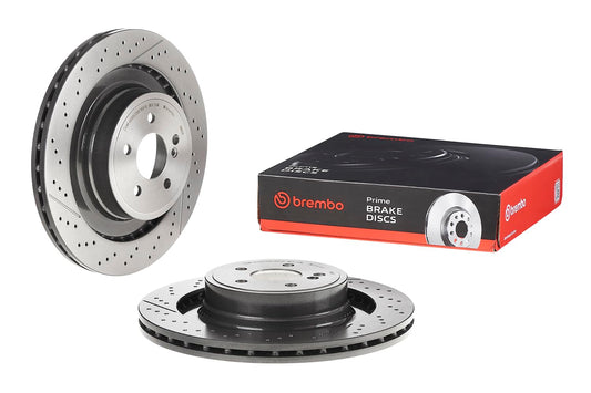 BREMBO 09A82211C02 Brembo 09.A822.11 UV Coated Pillar Vented drilled + Slotted Rear Brake Rotor MERCEDES-BENZ OE# A2124230412