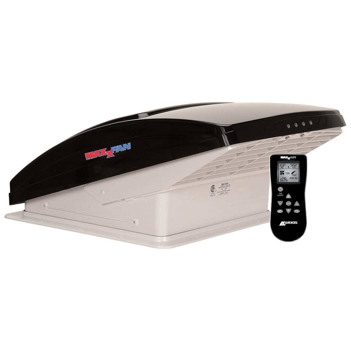 MAXXAIR VENT 00-07500K MAXXAIR Maxxfan Deluxe Vent, Fan and Vent Cover All in One - Powerful 10-Speed Reversible Fan with Thermostat, Built-in Rain Cover, Remote Control, Intake & Exhaust Fan, Smoke (00-07500K)