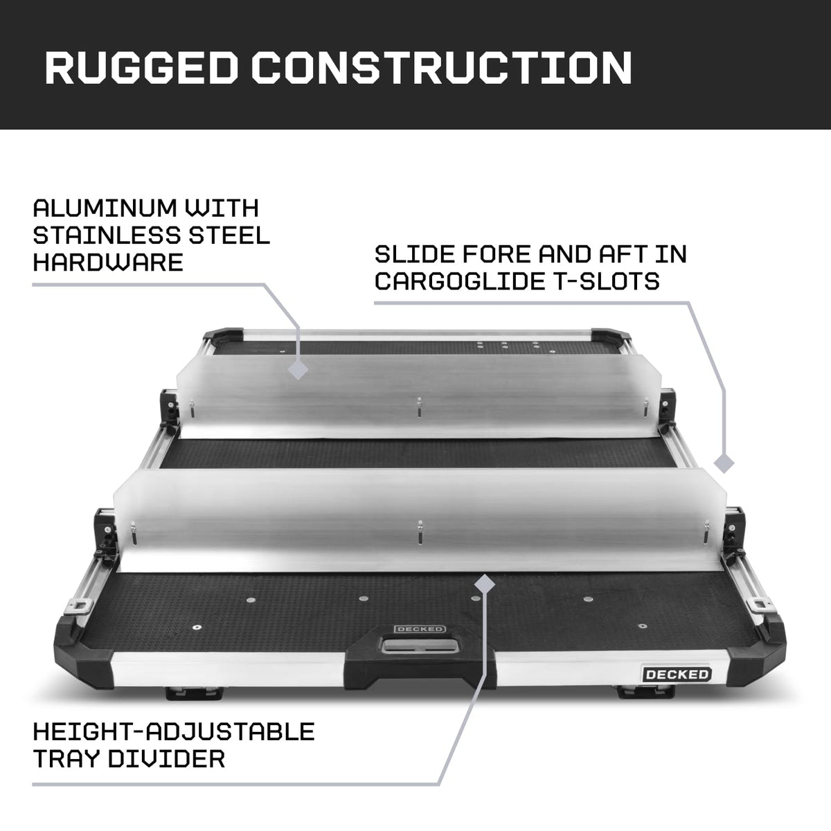 CARGOGLIDE C0066-2DIV41-ALM Double Cross Bar & Tray Divider Kit for 41" CargoGlide 2.0 | Includes 2 Tray Dividers, 2 Cross Bars, 2 Footer Kits & 2 Hardware Kits | for Midsize Truck Only