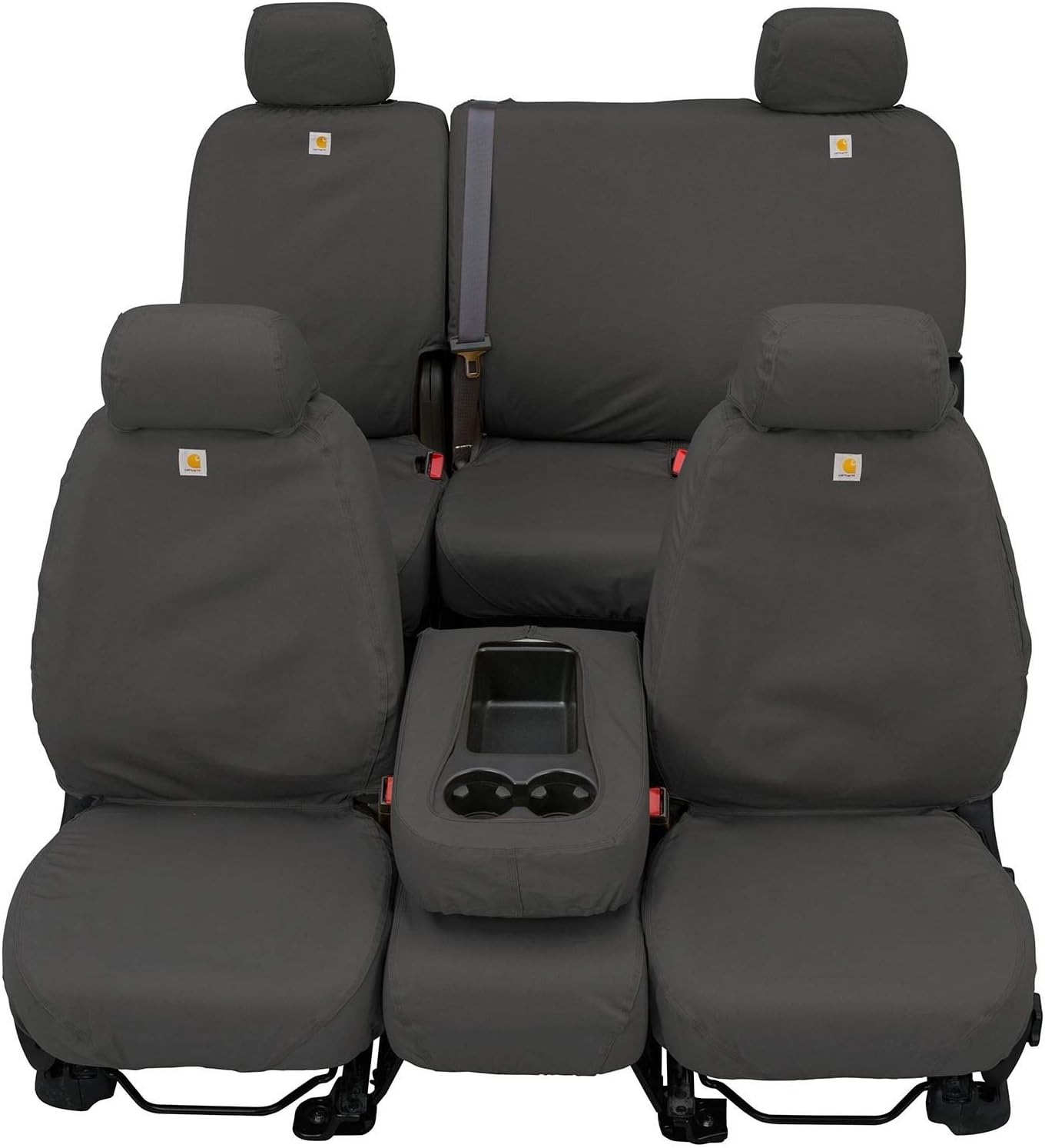 Covercraft Carhartt SeatSaver Custom Seat Covers — Fits 2017-2018 Ford F-250/F-350/F-450/F-550 — 1st Row 40/20/40 Bench Seat, Duck Weave Gravel