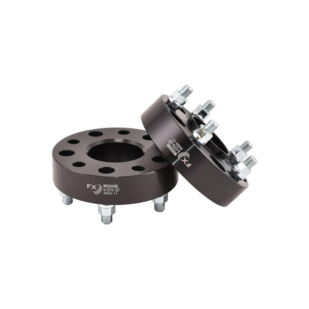 TRAILFX W550006HC TrailFX Wheel Spacer W550006HC, 5 x 5.00 Inch Bolt Pattern, 1.5 Inch Thickness, Wheel Stud Mount, 71.50 Millimeter Hub Size, Black, Aluminum, Set of 2, 10 Open End Conical Seat Lug Nuts, Hub Centric