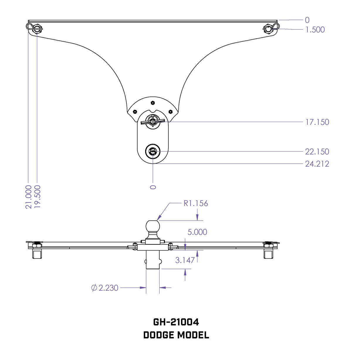 GEN-Y HITCH GH-21004 GEN-Y Hitch GH-21004 GoosePuck 5" Offset Ball-Puck Mount for Dodge 25K Towing (with STD Ball Assy and 101571)