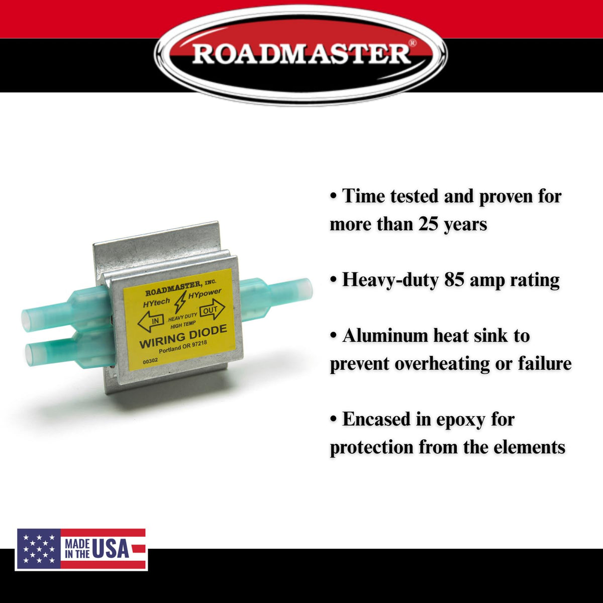 ROADMASTER 793 Roadmaster 793 Pack of 3 Hy-Power Diodes Compatible with RVs & Flat Towed Vehicles | Prevents Cross-Wiring Between Towed Vehicle & Motorhome Lights | Ensures Safe, Dependable Operation | Built to Last