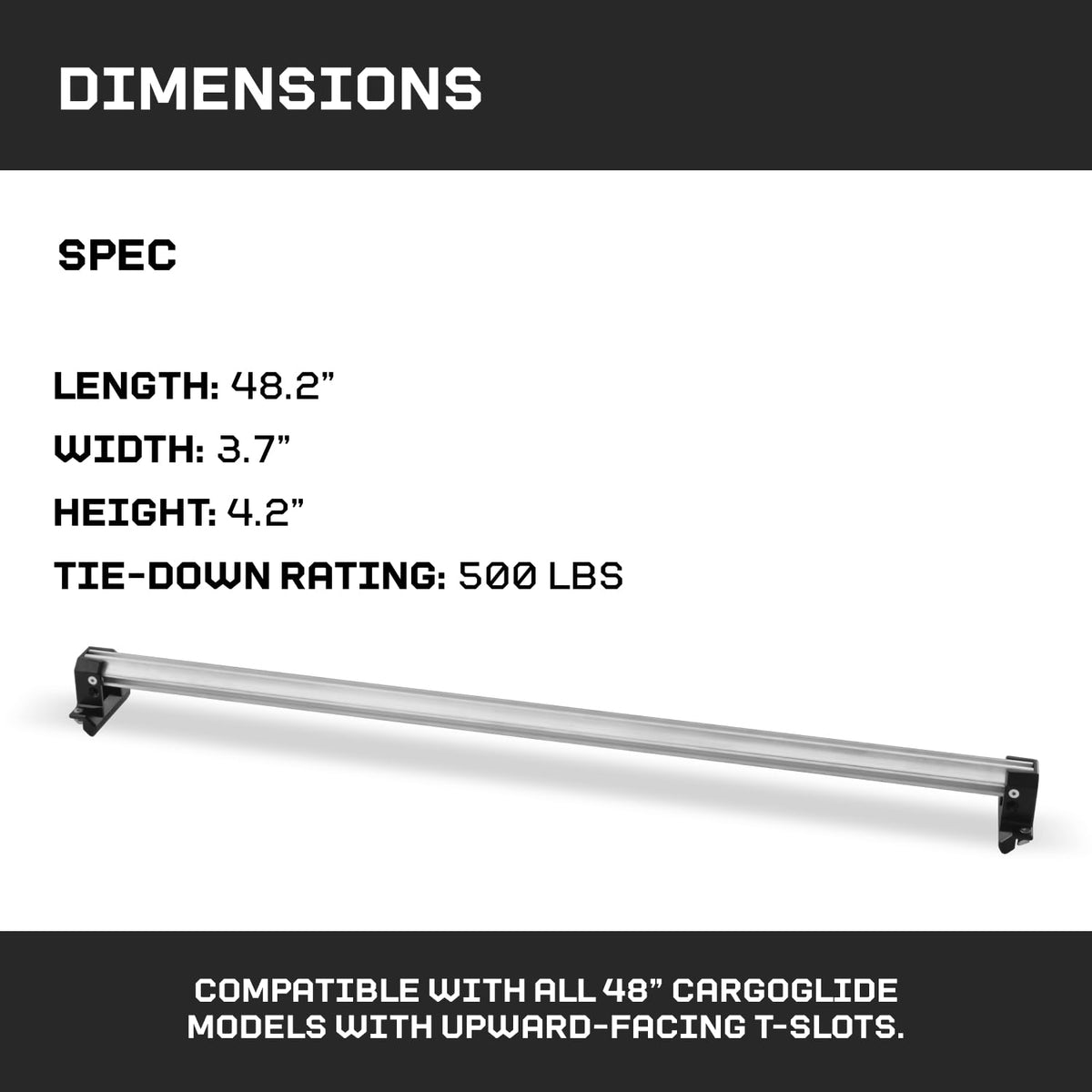 CARGOGLIDE C0050-BAR48-ALM Cross Bar Kit for 48" CargoGlide | Includes 1 Cross Bar and 1 Footer Kit | for Full-Size Truck Only