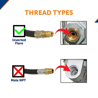 FLAME KING E18INPT Flame King 18-inch Pigtail Hose Connectors, 1/4" Male Inverted FLARE (NOT NPT) for RV, Van or Trailer, Propane Tank 2-Stage Auto Changeover Regulators, Black/Green