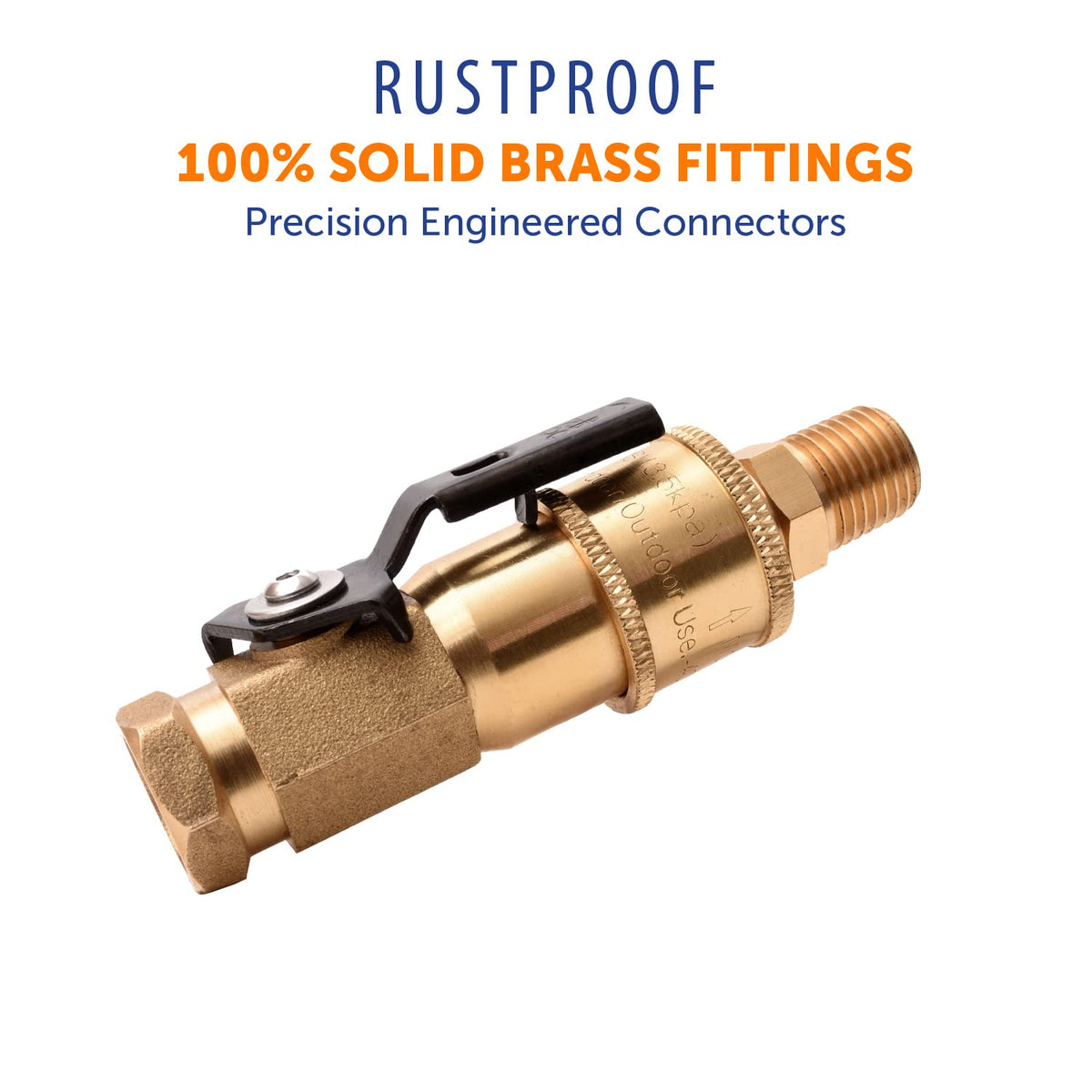 FLAME KING AB226 Flame King 1/4" RV Propane Quick Connect Adapter for Propane Hose, 1/4" Quick Connect or Disconnect Kit - Shutoff Valve & Full Flow Plug - 100% Solid Brass