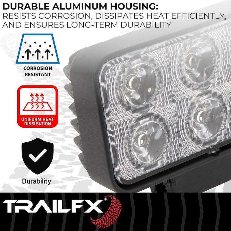 TRAILFX 3X2WLF1 TrailFX 3X2WLF1 Rectangle LED Light Utility Work Light 4.4x2.2 Inch 9W Flood Beam 1250 Raw Lumens Black Aluminum IP67 and IP69K Pedestal Mount with Installation Bracket and Hardware