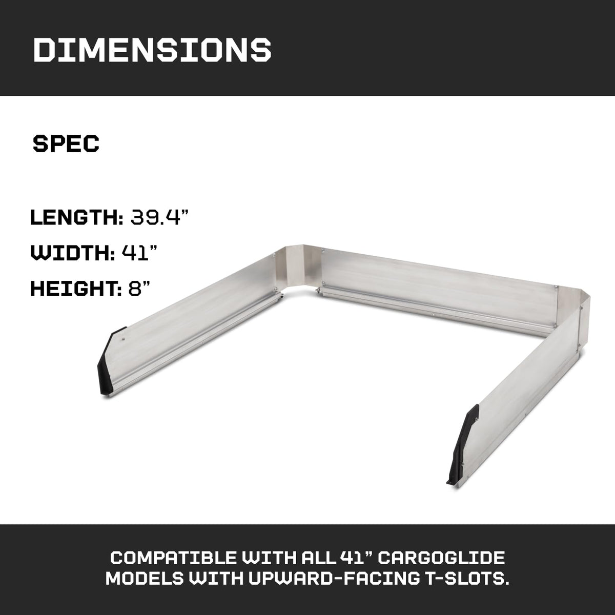 CARGOGLIDE C0030-HS41-ALM DECKED High Sides Kit for 41" CargoGlide Models – Side Rail Extension Panels for Added Cargo Containment – for Midsize Truck Only