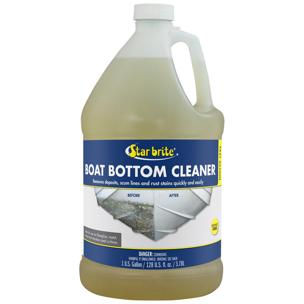 STAR BRITE 092200 STAR BRITE Heavy Duty Boat Bottom Cleaner - Remove Tough Deposits, Scum Lines & Rust Stains Quickly & Easily from Boat Hull - Ideal for Fiberglass, Wood, Iron & Painted Surfaces
