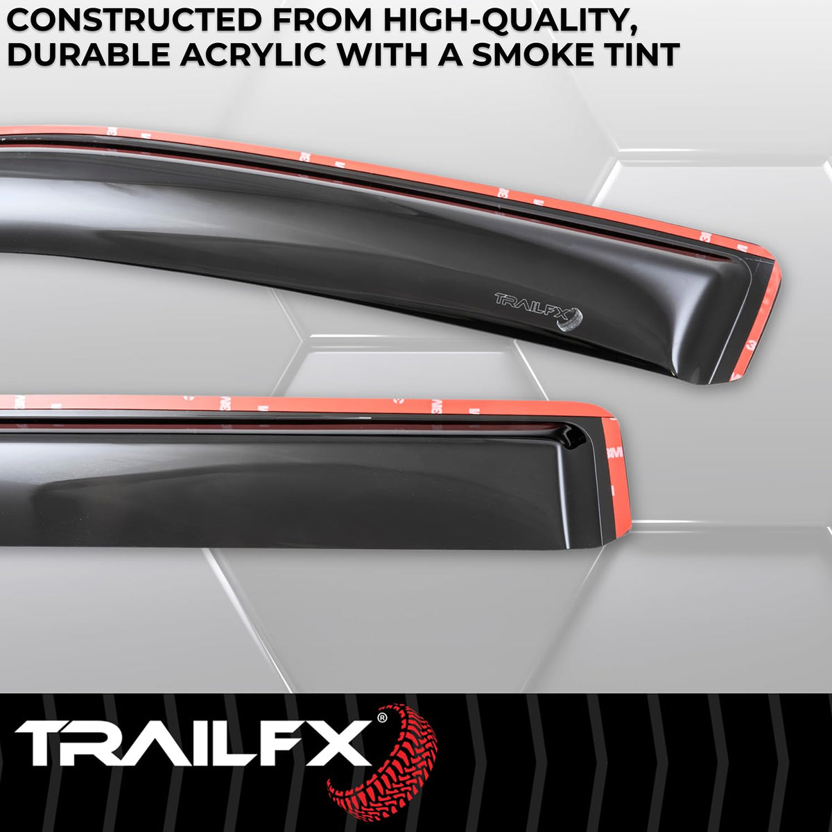 TRAILFX 4888IC TrailFX Acrylic Rainguards Fits 2022-2025 Toyota Tundra Crew Max Low Profile in-Channel Smoke Window Vents Snap-in Installation Set of 4 Rain Guards TrailFX 4888IC