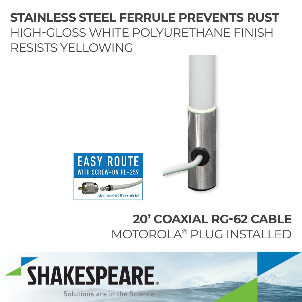 Shakespeare 5223-XT 8' TUNABLE GALAXY CB ANTENNA
