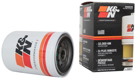 K&N FILTER HP-3001 K&N Oil Filter: 20,000 Mile Engine Protection with Wrench Off Nut, HP-3001