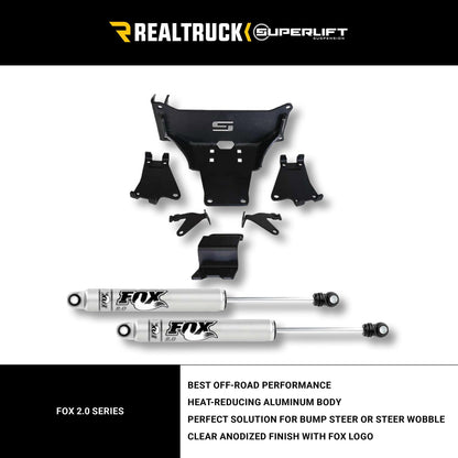 SUPERLIFT 92753 RealTruck SUPERLIFT SUSPENSION Dual Steering Stabilizer Kit for Ford F-250/F-350 | Fox 2.0 Series Cylinders | 92753 | Fits 2023-2024 Ford F-250/F-350 4WD No Lift Height to Any Lift Height